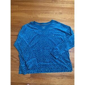 Nautica Long Sleeve T-Shirt Dotted Print Casual Top Teal Blue L
